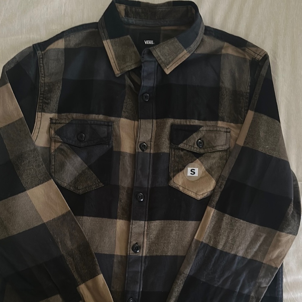 Vans Black and Tan Plaid Shirt
